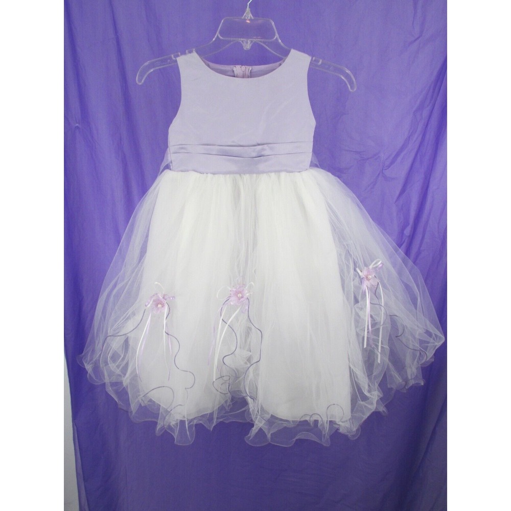 NWOT Fit & Flare Formal Dress Girls Size 6 Purple White Wedding Birthday Baptism